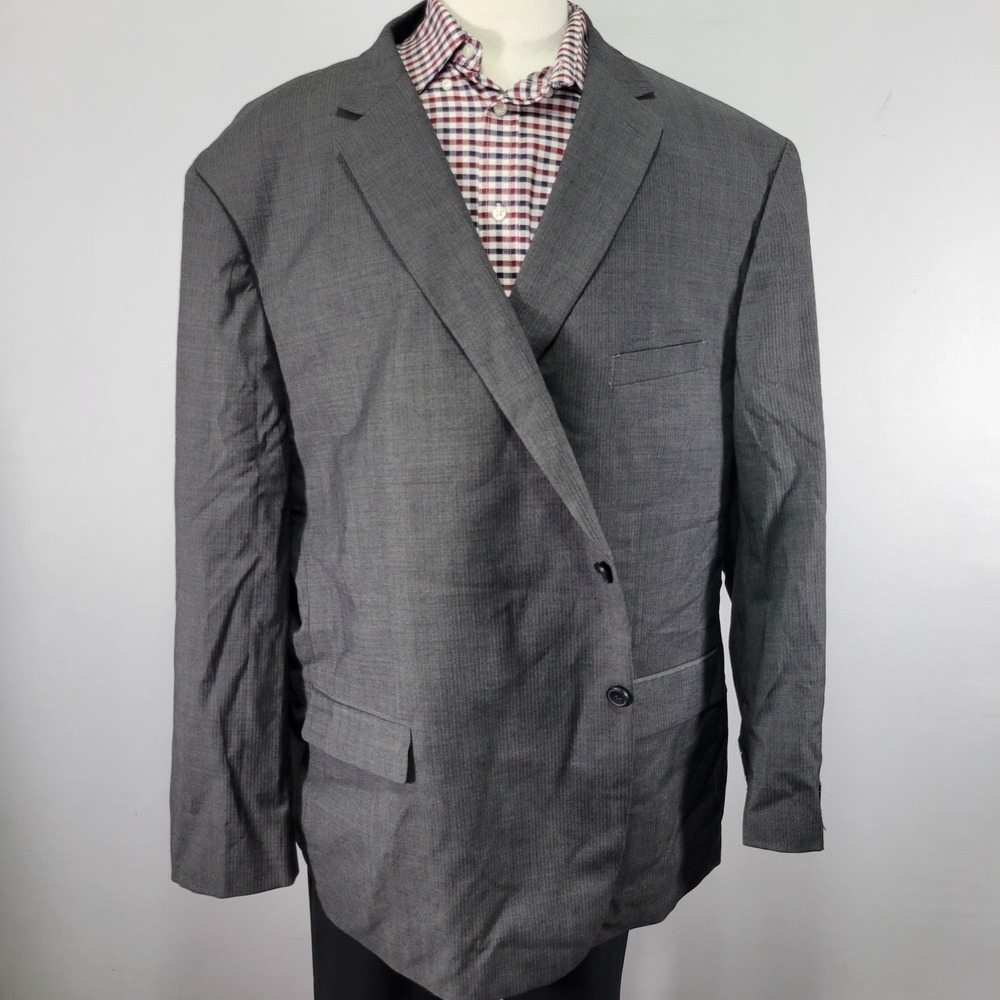 Kenneth Cole Awearness Men's Sport Coat Blazer Two Button Gray Herringbone 60R